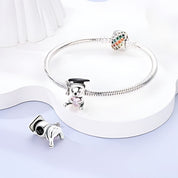 Ballagó maci charm – ezüstözött