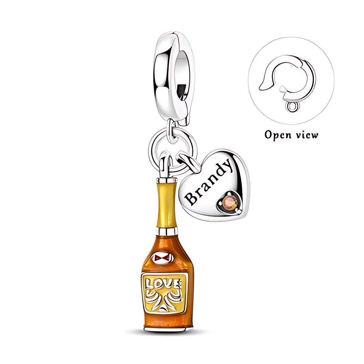 Brandys palack charm – ezüstözött