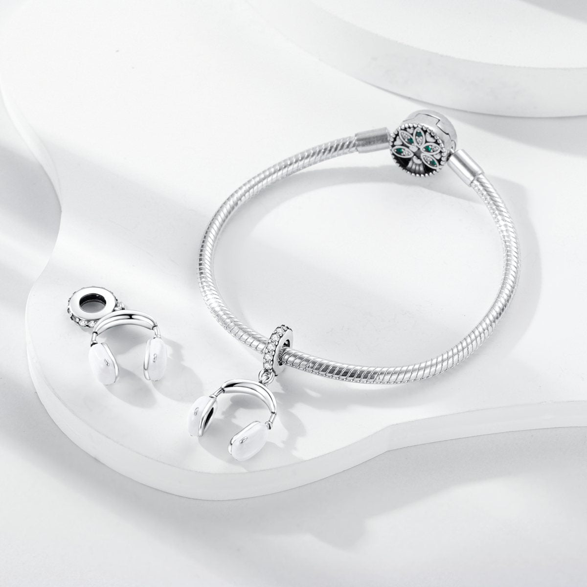 Fejhallgató charm – ezüstözött