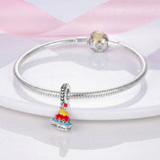 Happy Birthday torta charm – ezüstözött