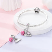 I love basketball rózsaszín labda charm – ezüstözött