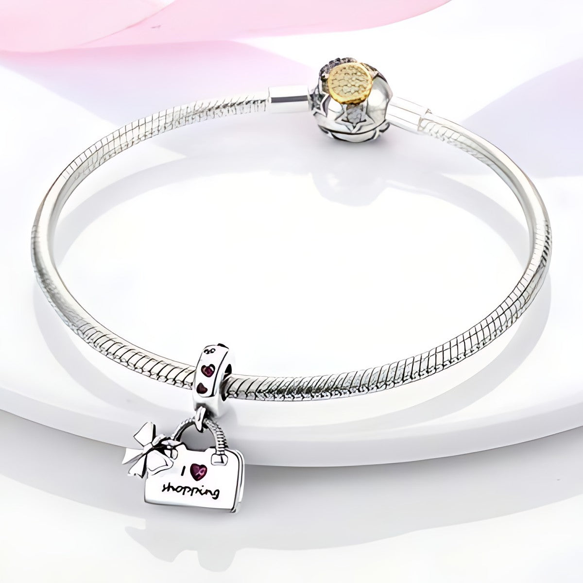 I love shopping táska charm – ezüstözött