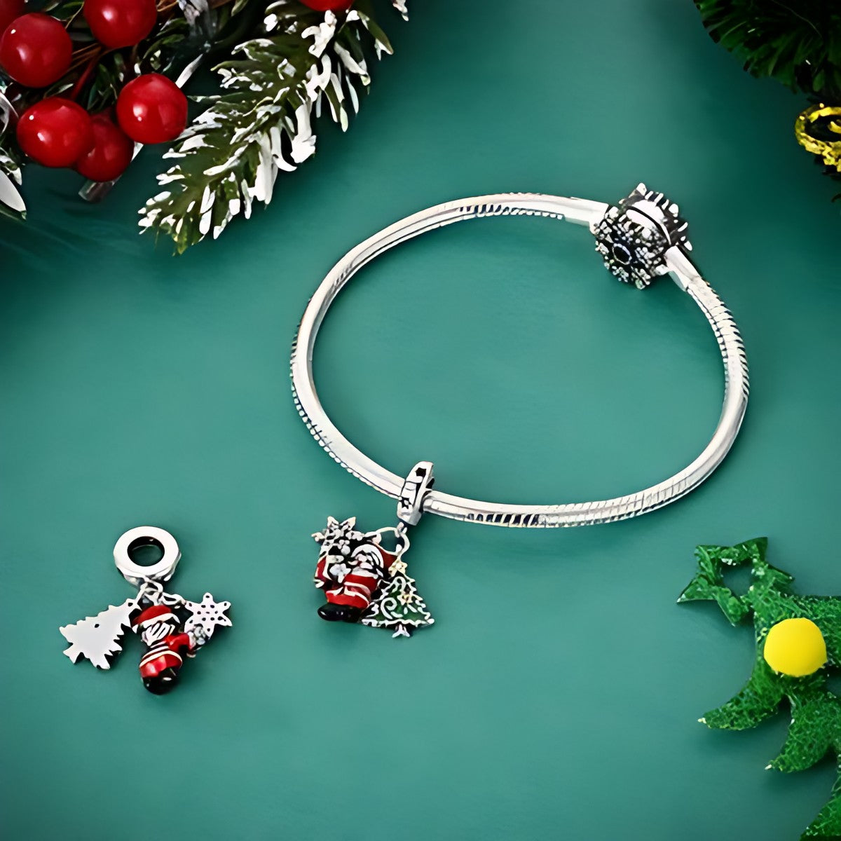 Karácsonyi ajándékok charm – ezüstözött