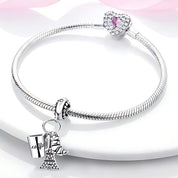 Kávé, croissant és Eiffel-torony charm – ezüstözött