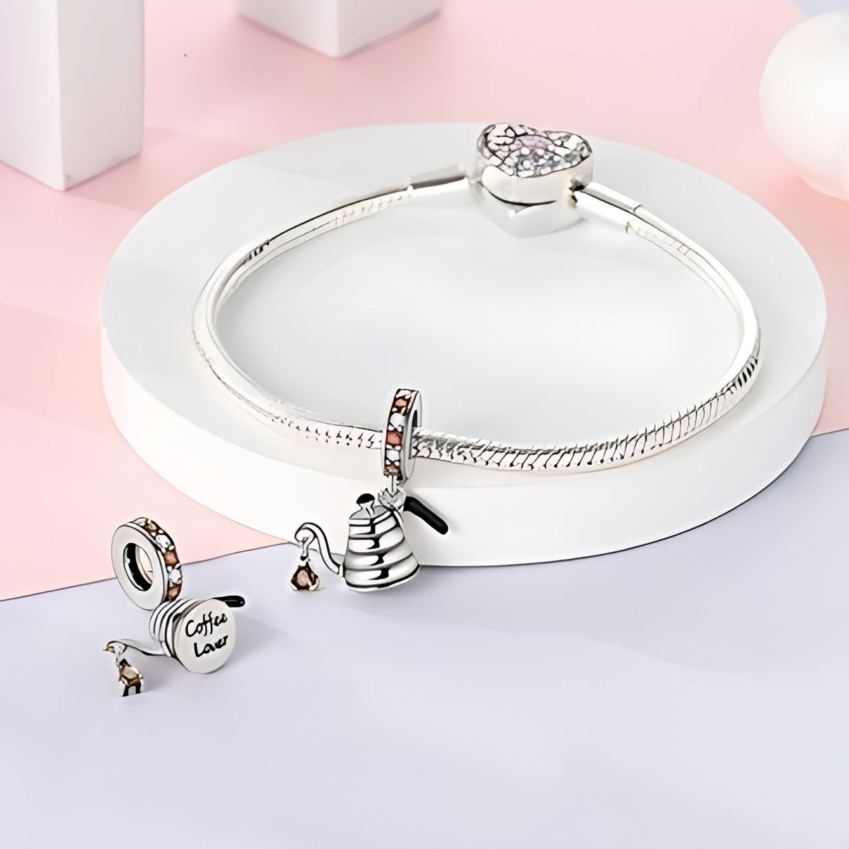 Kávéfőző kanna charm – ezüstözött