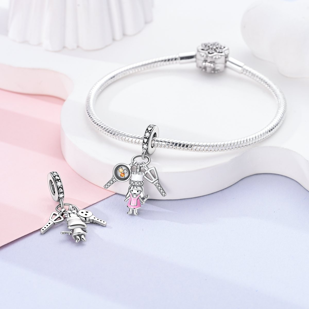 Kis szakács charm – ezüstözött