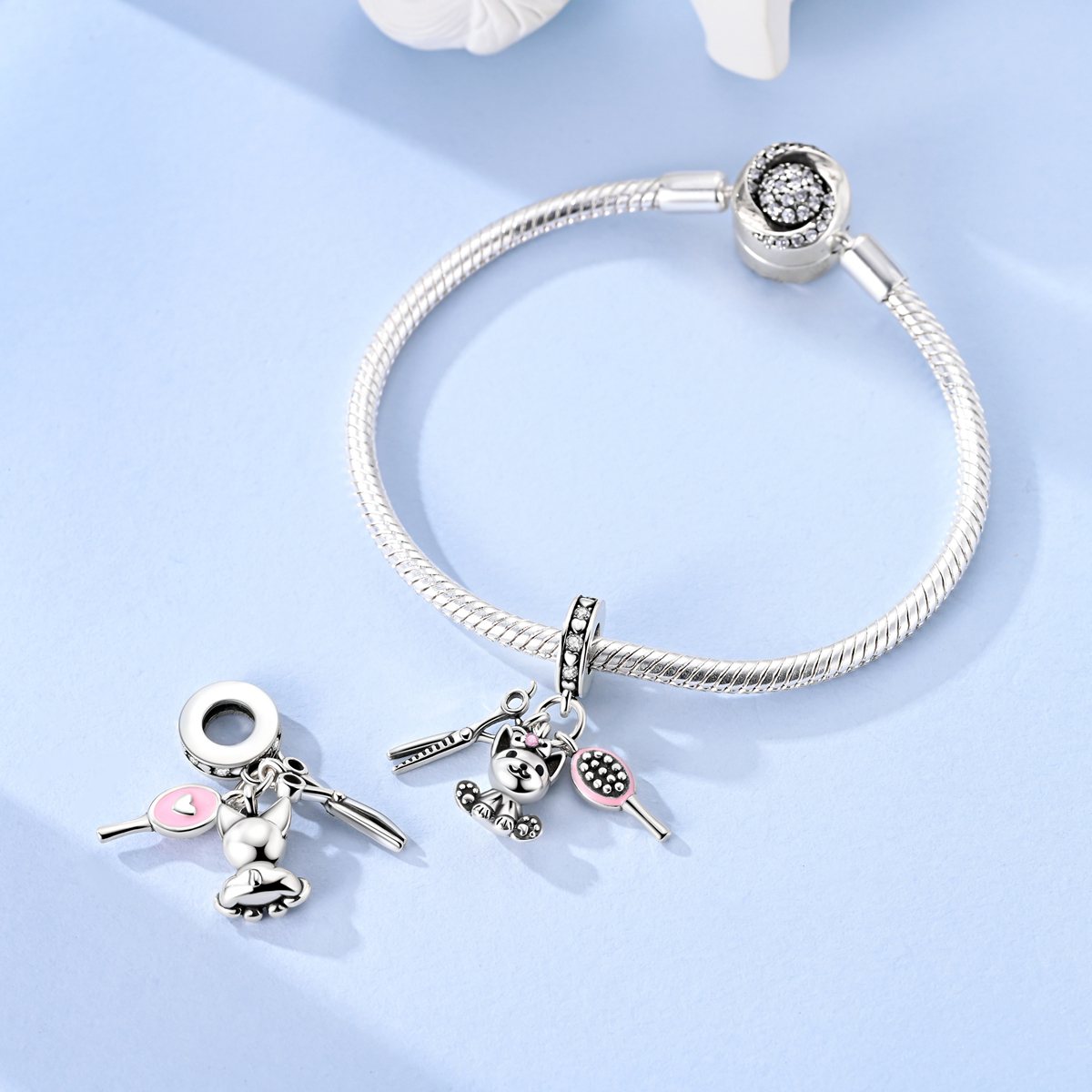 Kutyakozmetika charm – ezüstözött