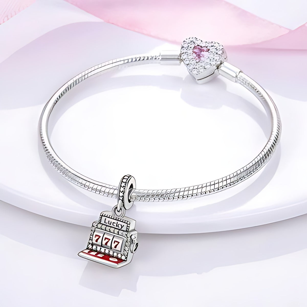 Lucky 777 charm – ezüstözött