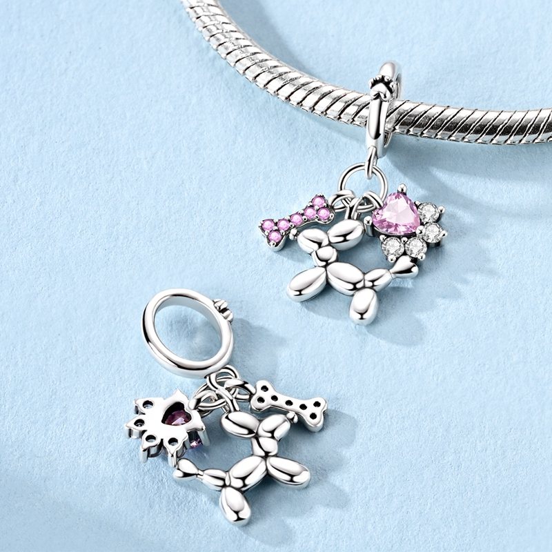 Lufikutya charm – ezüstözött