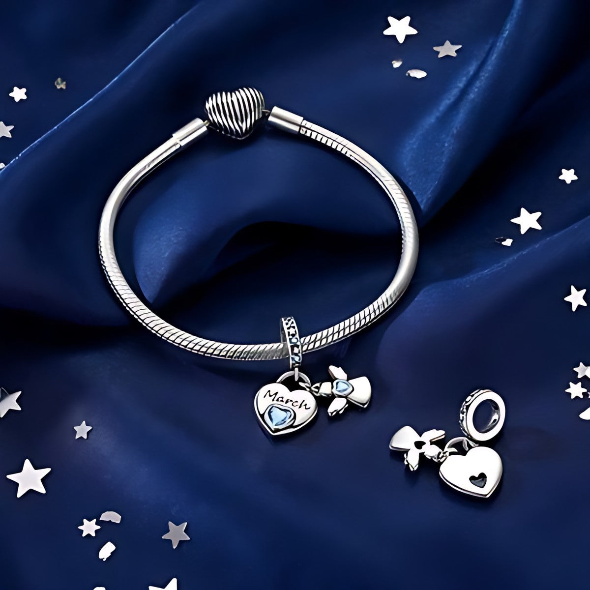 Március születési hónap angyal charm – ezüstözött