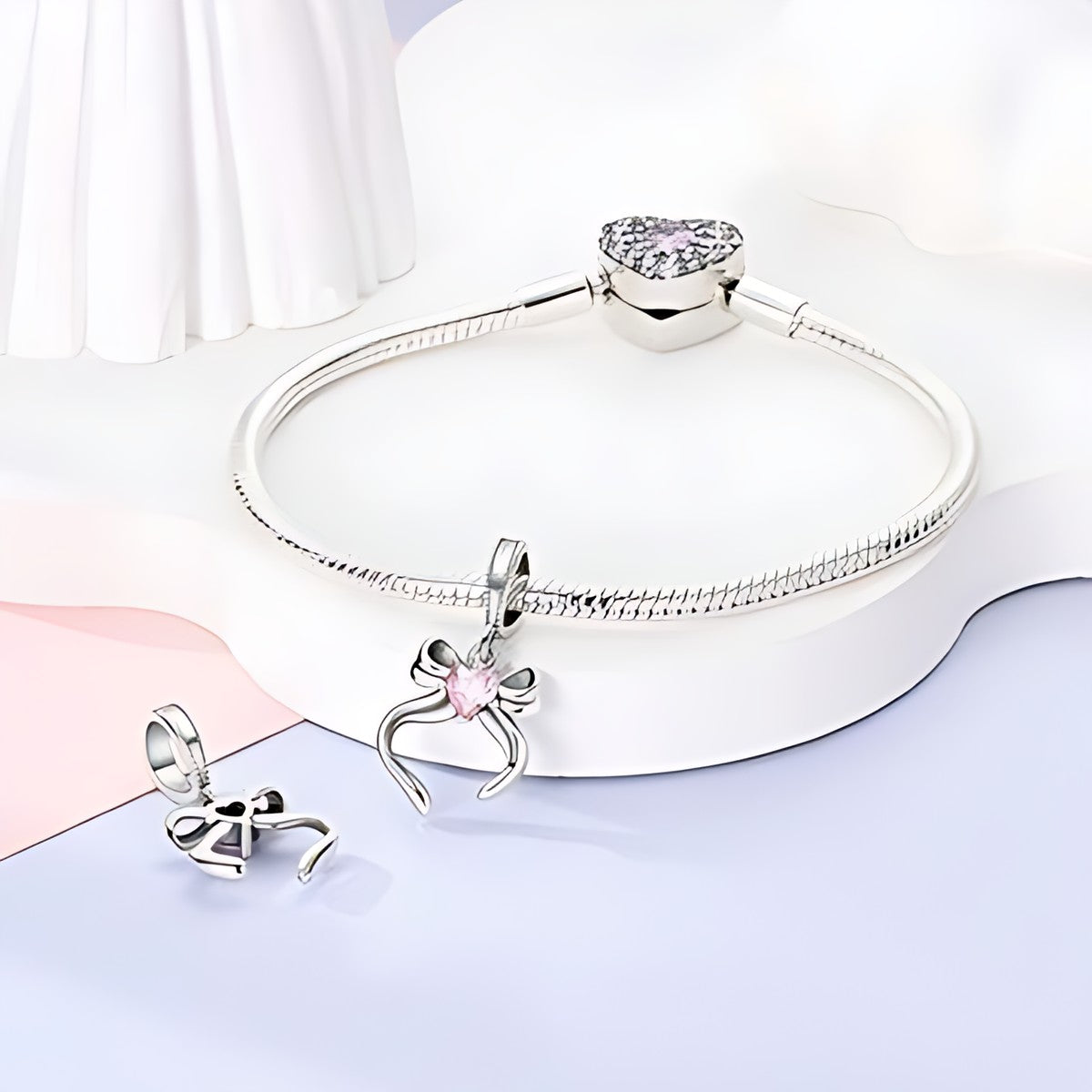 Masnis szív charm – ezüstözött