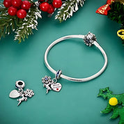 Merry Christmas rénszarvas charm – ezüstözött