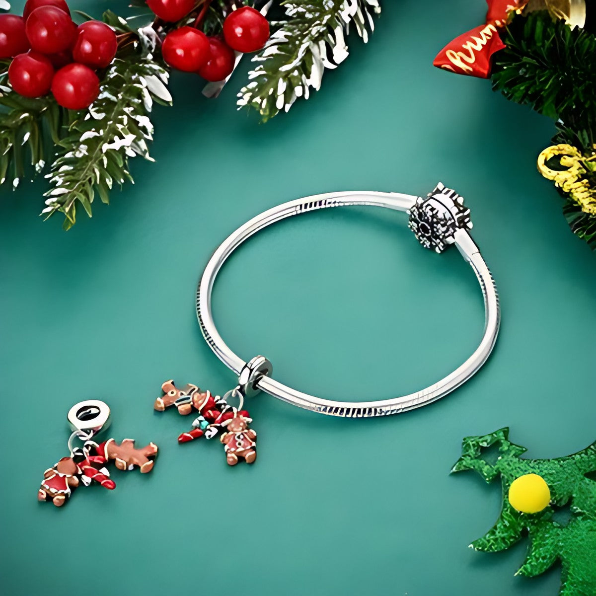 Mézeskalács emberkék charm – ezüstözött