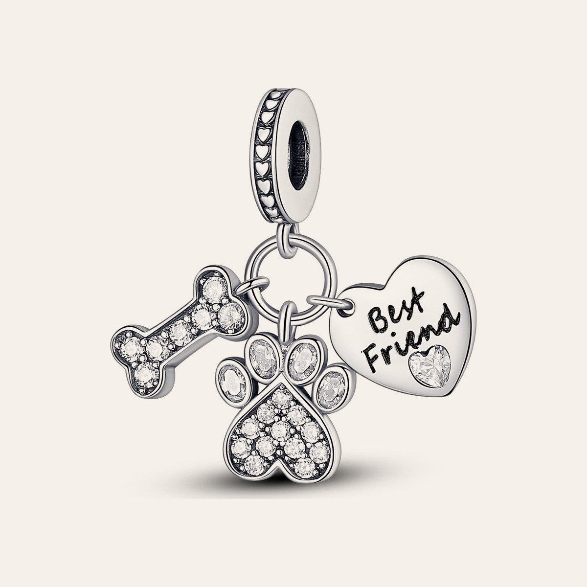 Best Friend mancs és csont charm – ezüstözött