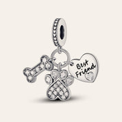 Best Friend mancs és csont charm – ezüstözött