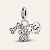 Best Friend mancs és csont charm – ezüstözött