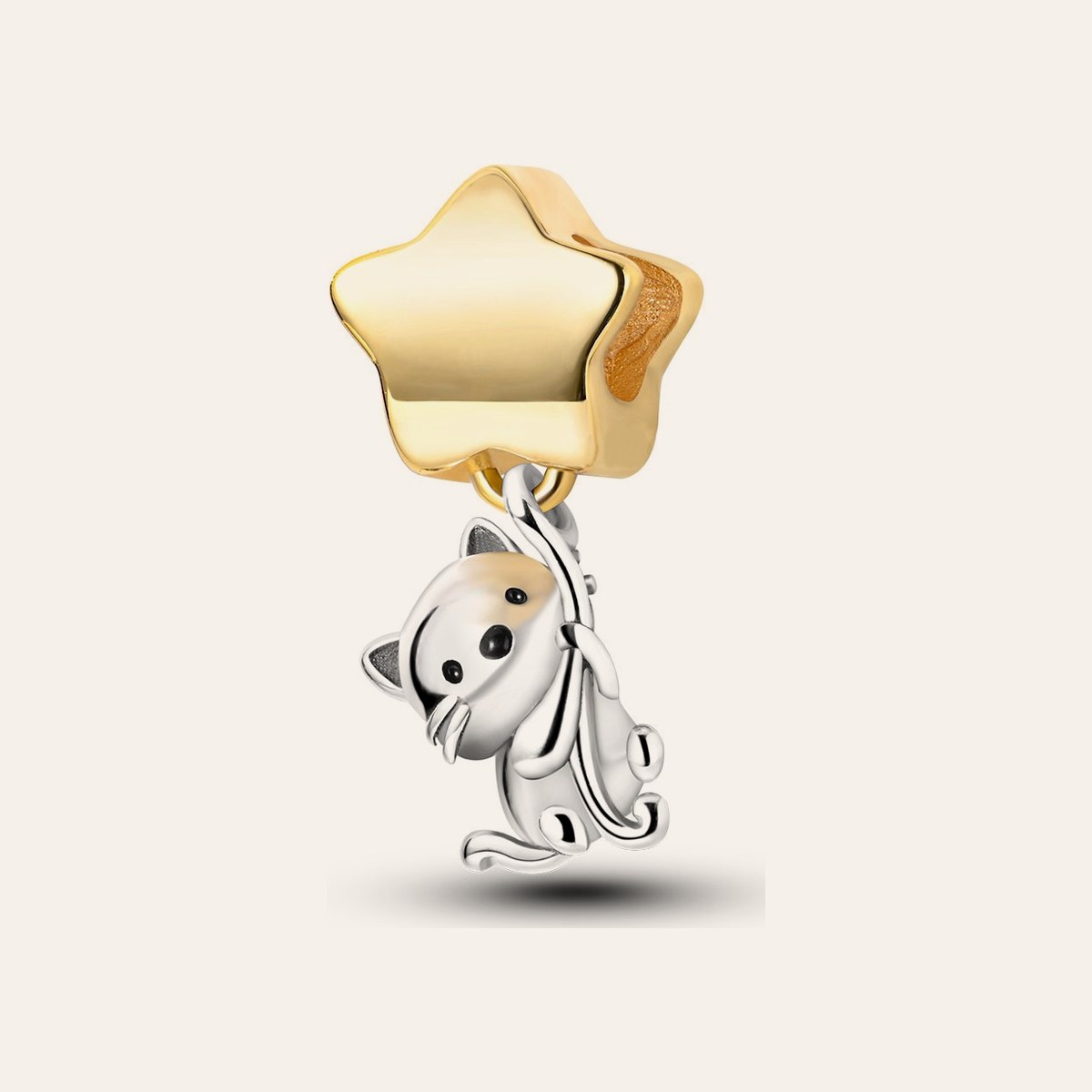 Csillagfogó cica charm – ezüstözött
