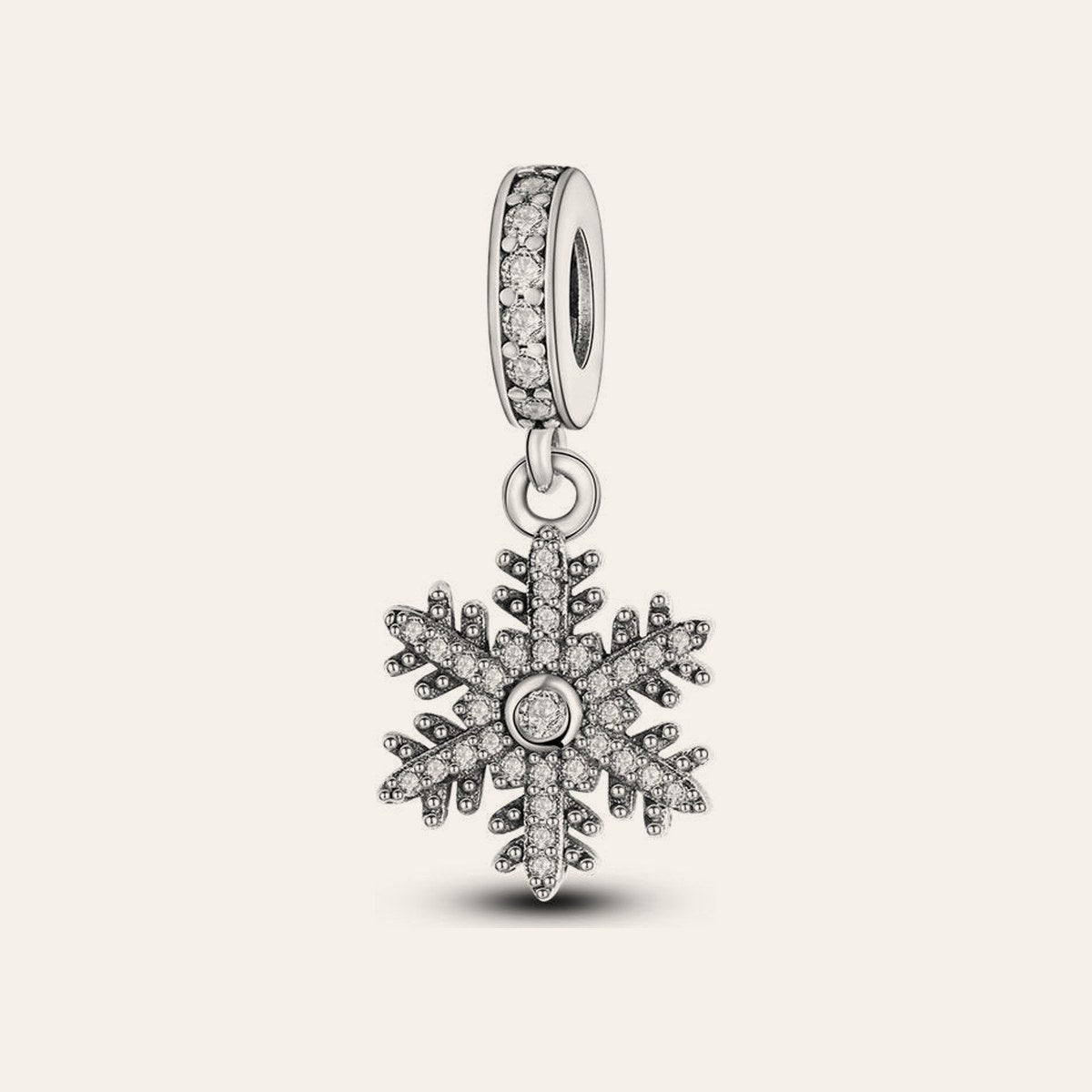 Csillogó hópehely charm – ezüstözött