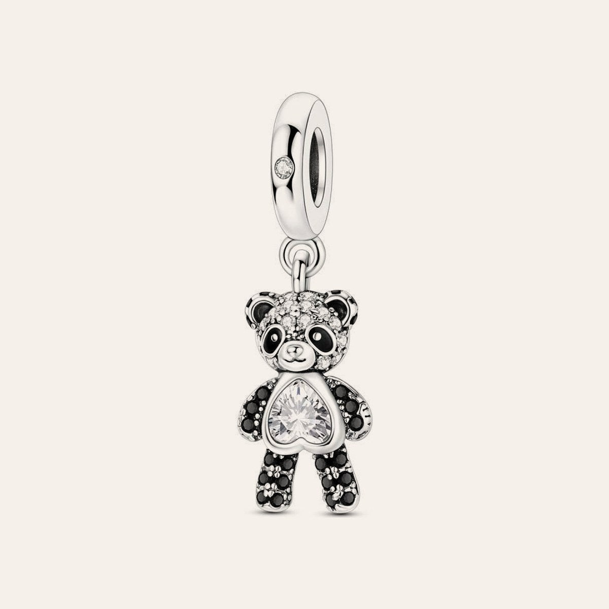 Csillogó panda charm – ezüstözött