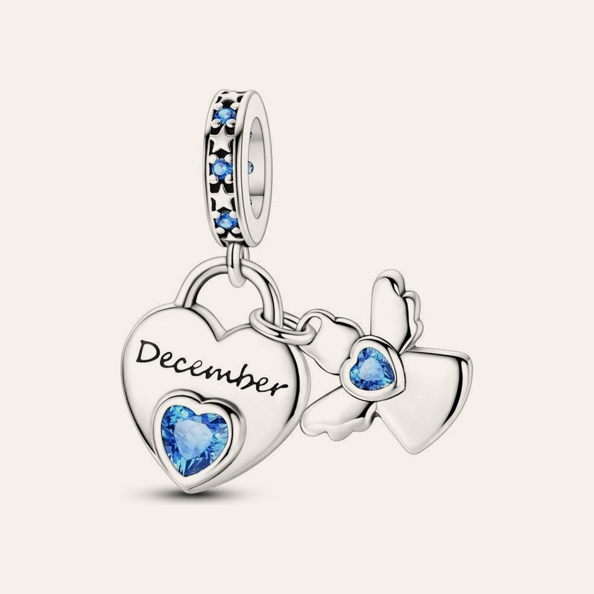 December születési hónap angyal charm – ezüstözött