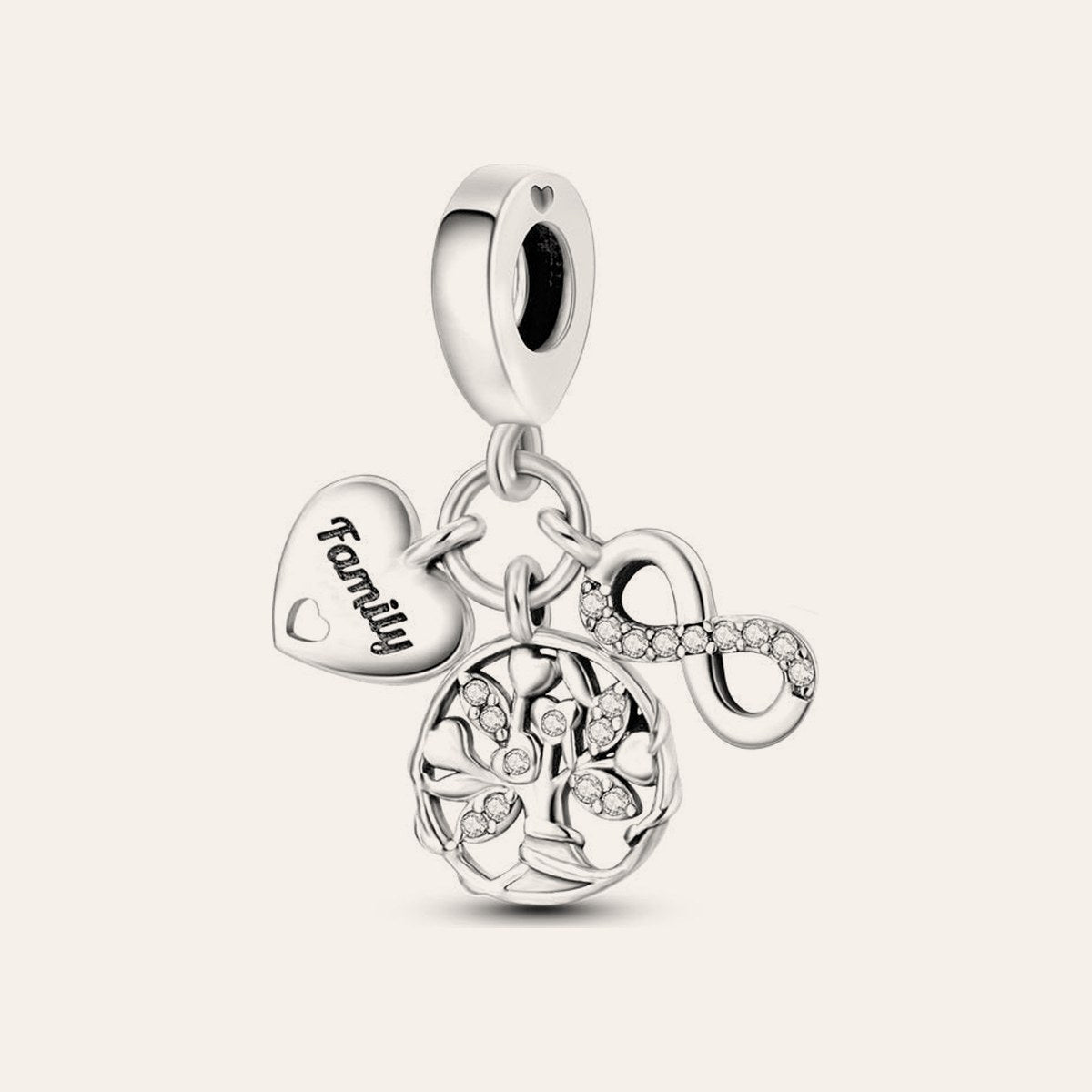 Family életfa charm – ezüstözött