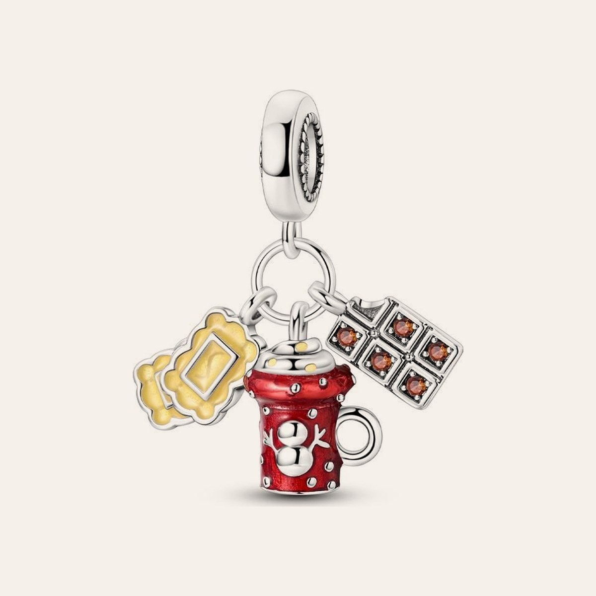 Forró csoki charm – ezüstözött
