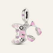 Gamer lány charm – ezüstözött