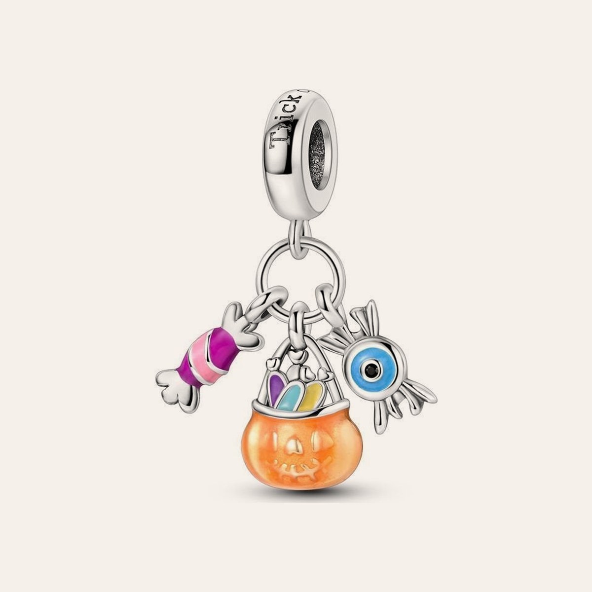 Halloween cukorkák charm – ezüstözött