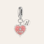 Happy Birthday LOVE szív charm – ezüstözött
