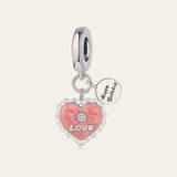 Happy Birthday LOVE szív charm – ezüstözött
