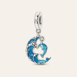 Hold, hullám és delfin charm – ezüstözött