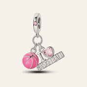 I love basketball rózsaszín labda charm – ezüstözött