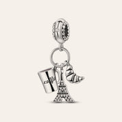 Kávé, croissant és Eiffel-torony charm – ezüstözött