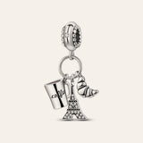 Kávé, croissant és Eiffel-torony charm – ezüstözött