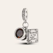Könyv és kávé charm – ezüstözött