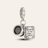 Könyv és kávé charm – ezüstözött