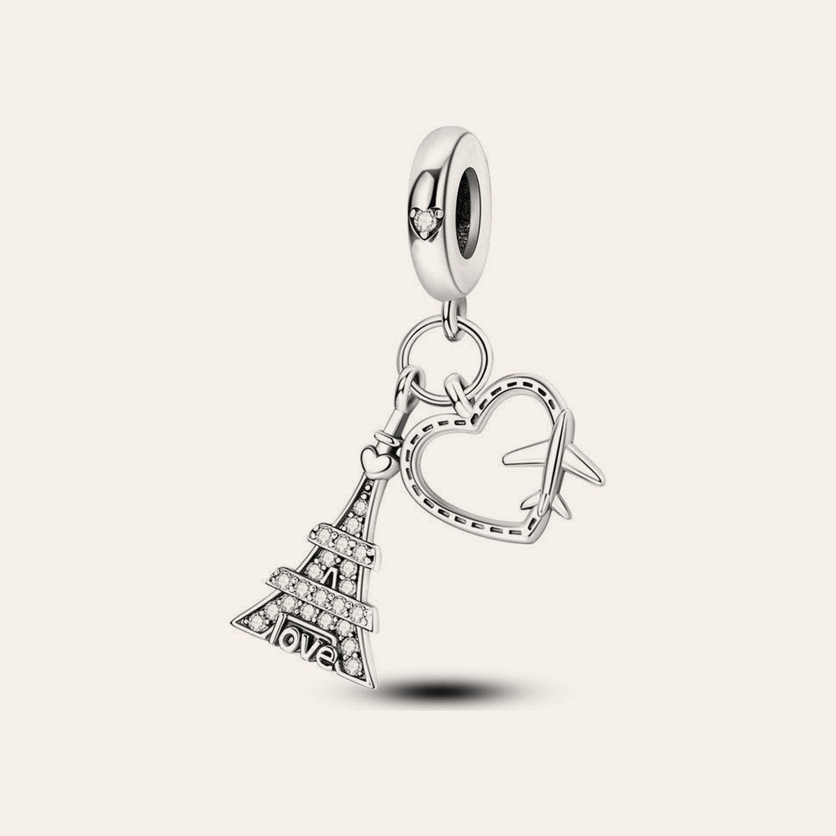 Love in Paris charm – ezüstözött