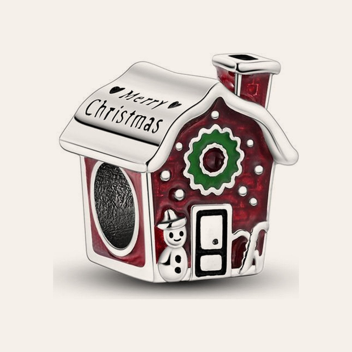 Merry Christmas házikó charm – ezüstözött