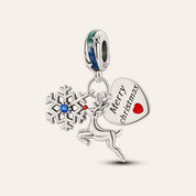 Merry Christmas rénszarvas charm – ezüstözött