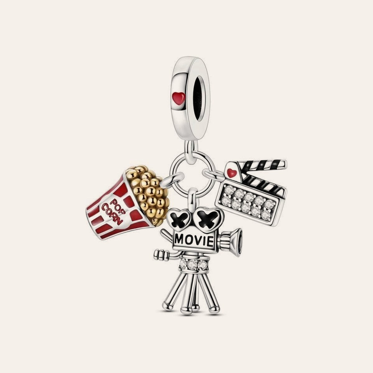 Mozi charm popcornnal – ezüstözött
