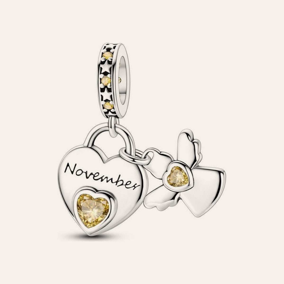 November születési hónap angyal charm – ezüstözött