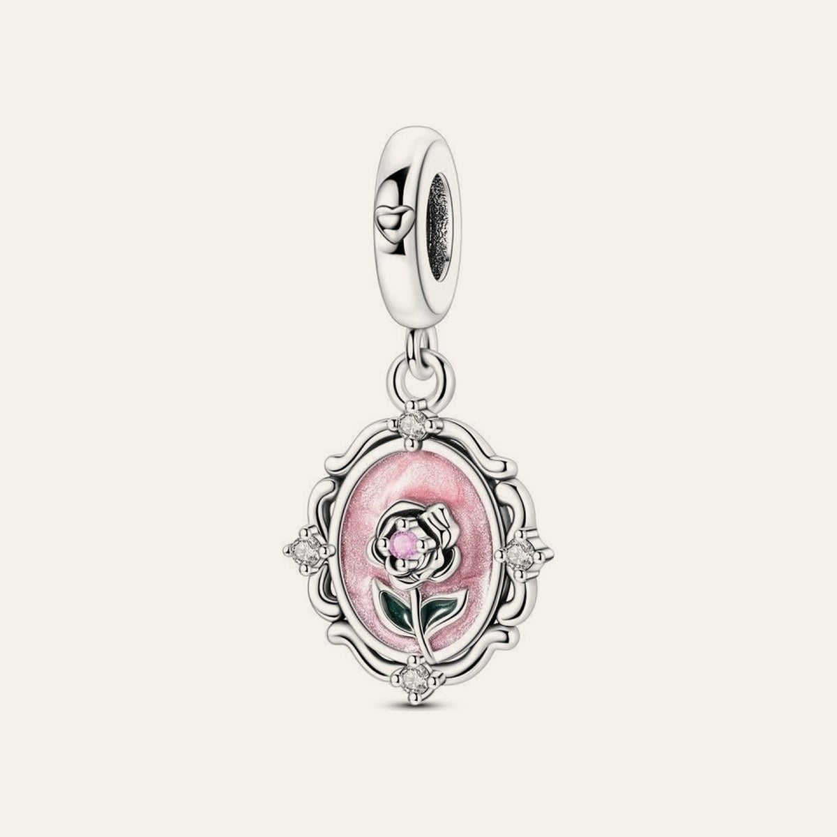 Örök rózsa charm – ezüstözött