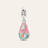 Pasztell matrjoska charm – ezüstözött