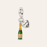 Pezsgősüveg charm – ezüstözött