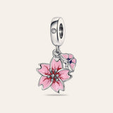 Rózsaszín liliom charm – ezüstözött