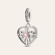 Szív alakú bonbonosdoboz charm – ezüstözött