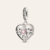 Szív alakú bonbonosdoboz charm – ezüstözött