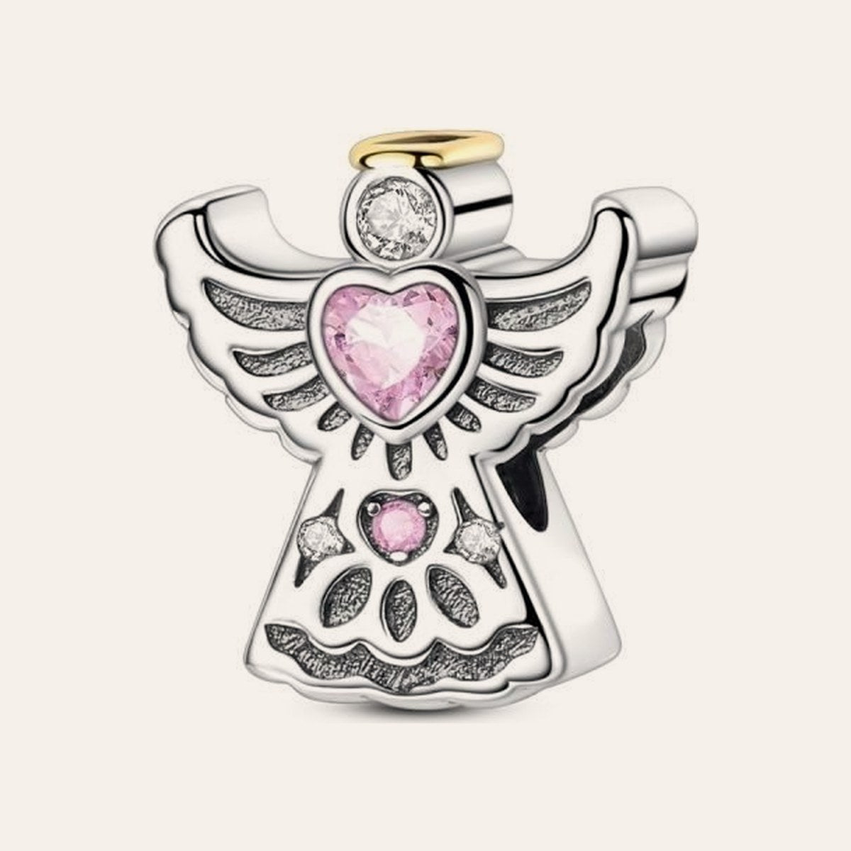 Szívecskés angyal charm – ezüstözött