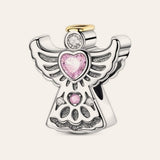 Szívecskés angyal charm – ezüstözött