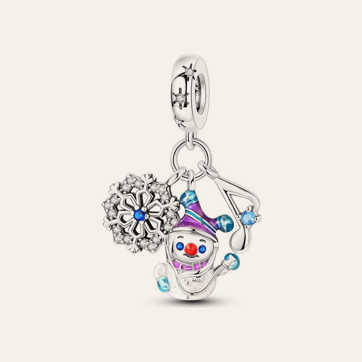 Téli dal hóember charm – ezüstözött
